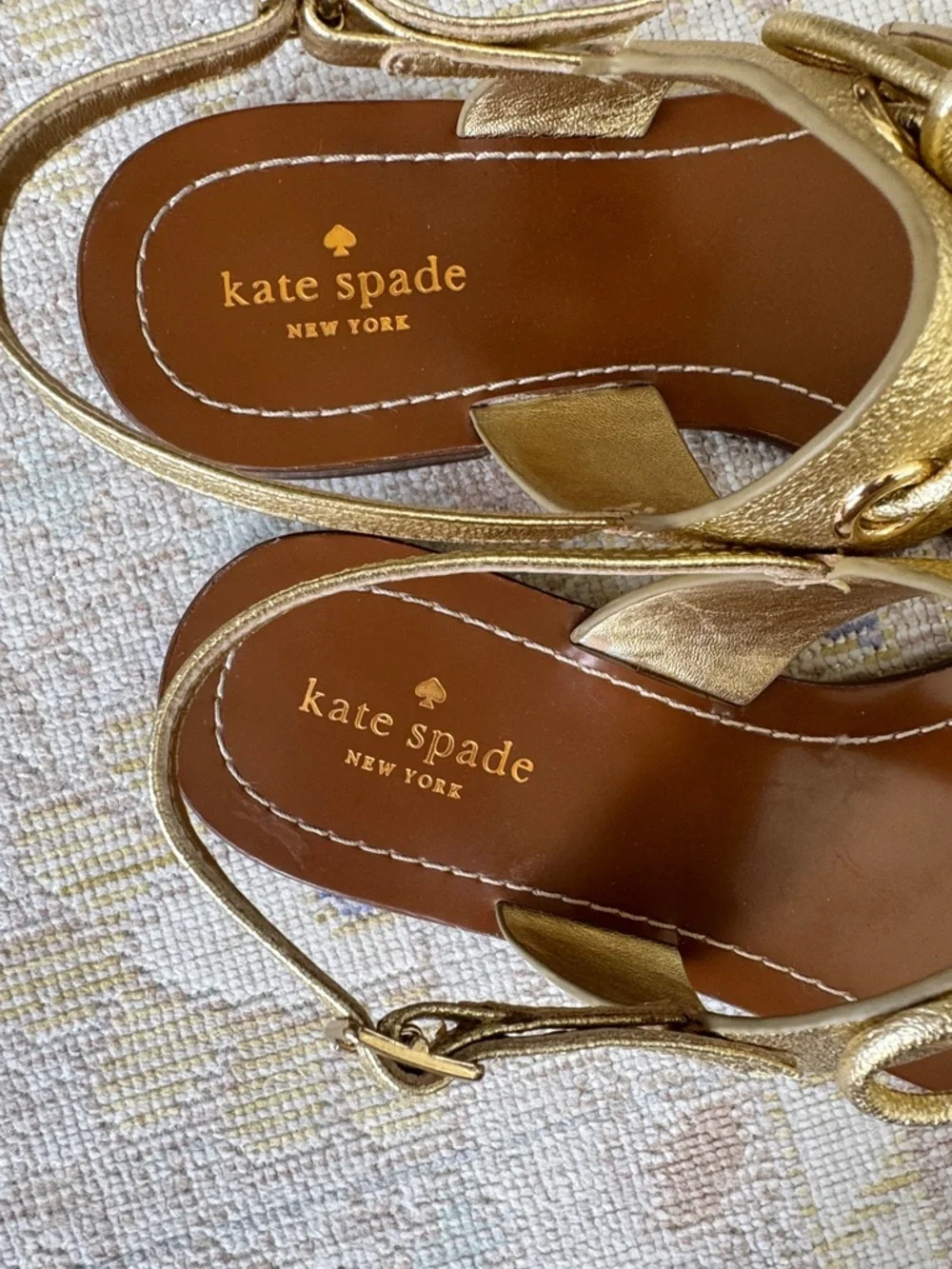 Kate Spade Metallic Gold Sandals Size 10 - Picture 3 of 6
